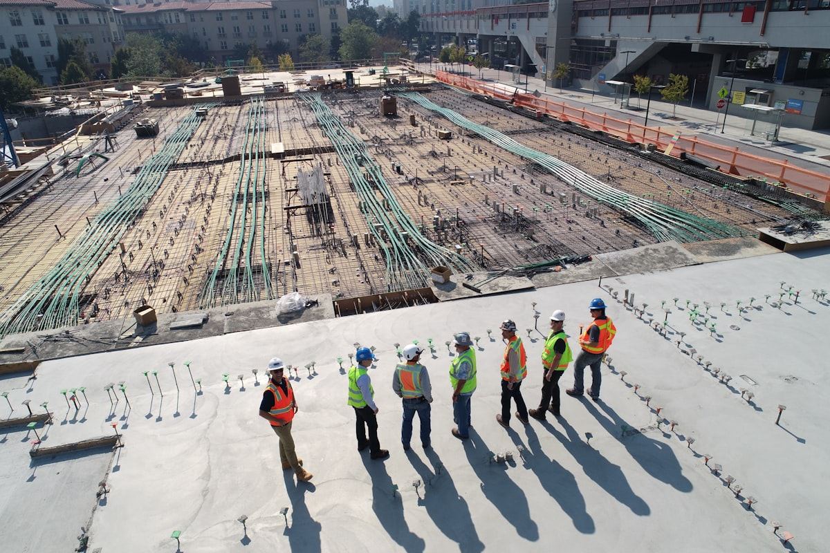 Construction site with site team
