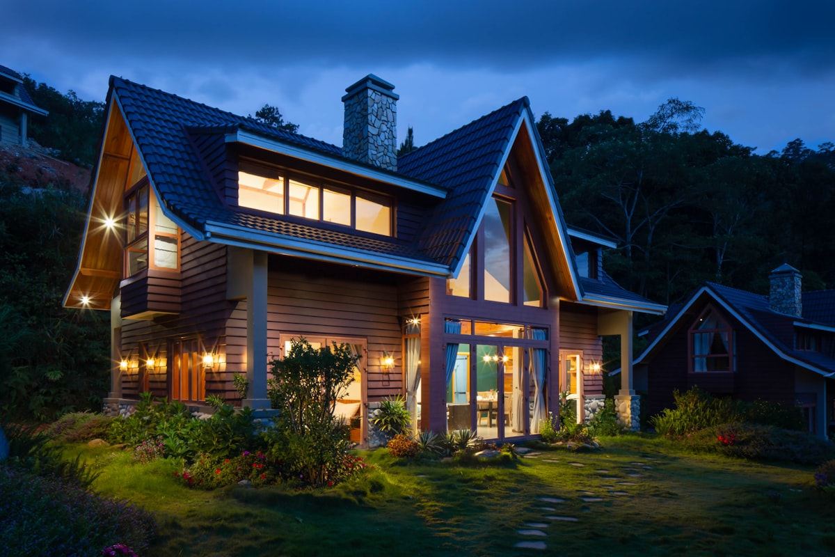 Detached house for sale at dusk